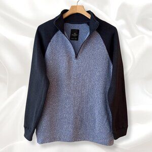 Old River Men’s Two Tone Blue 1/4 Zip Knit Pullover Sweater | Size Medium